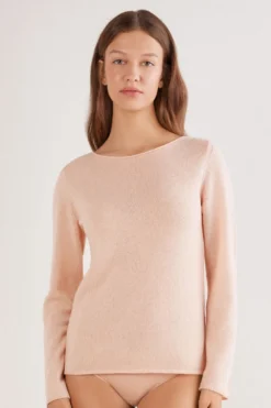 Bluzki Z Długim Rękawem|Odzież Domowa>Intimissimi Bluzka z Długim Rękawem 100% Kaszmir - 852j - blushing pink
