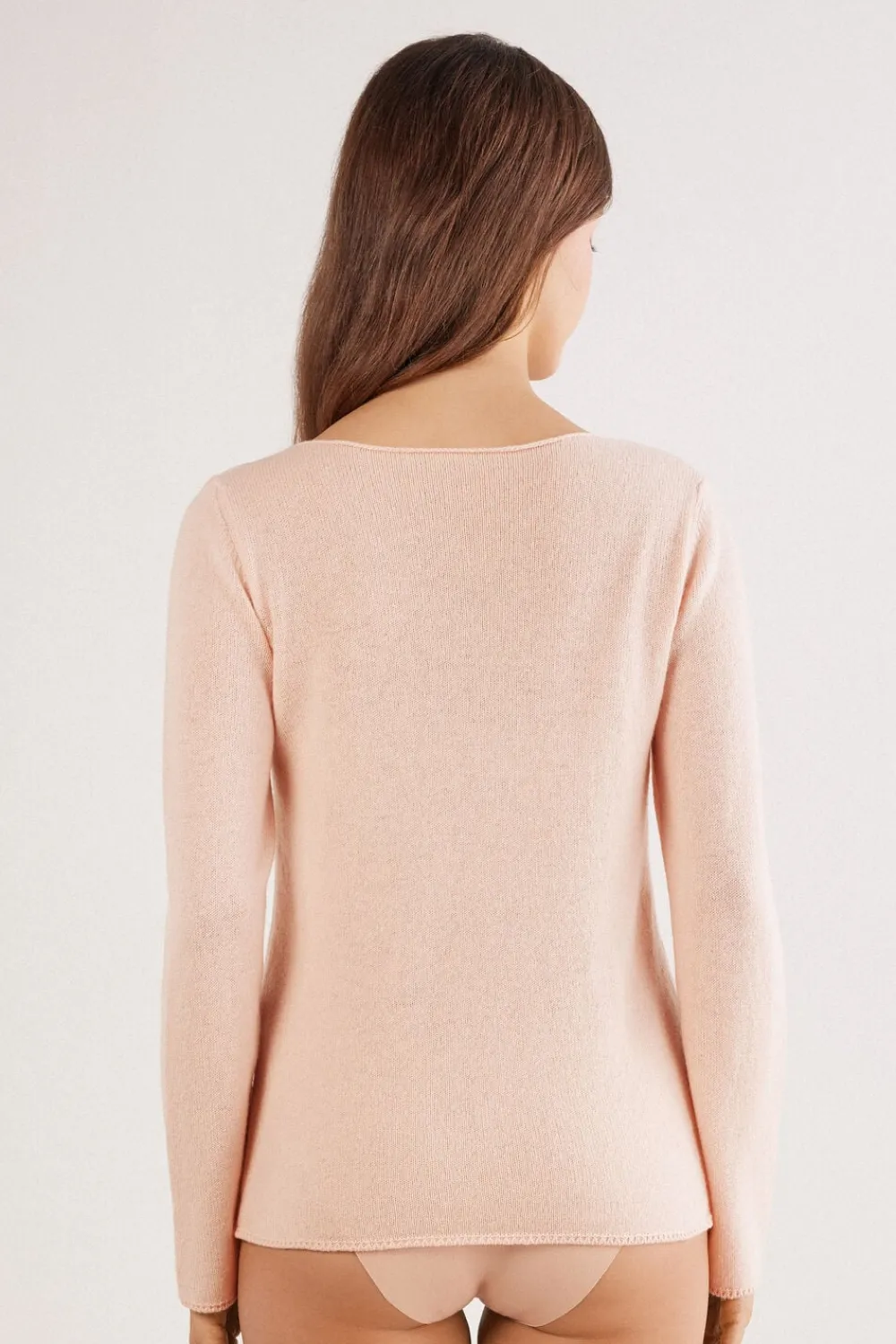 Bluzki Z Długim Rękawem|Odzież Domowa>Intimissimi Bluzka z Długim Rękawem 100% Kaszmir - 852j - blushing pink