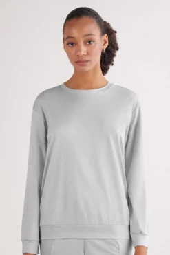 Piżamy Długie>Intimissimi Bluzka z Długim Rękawem z Bawełny Elevated Cotton szary - 946j - shell grey
