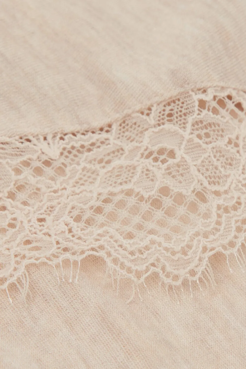Bluzki Z Długim Rękawem|Ultralight Z Kaszmirem>Intimissimi Bluzka z długim rękawem z modalu i kaszmiru z koronką beige - 036k - beige melange
