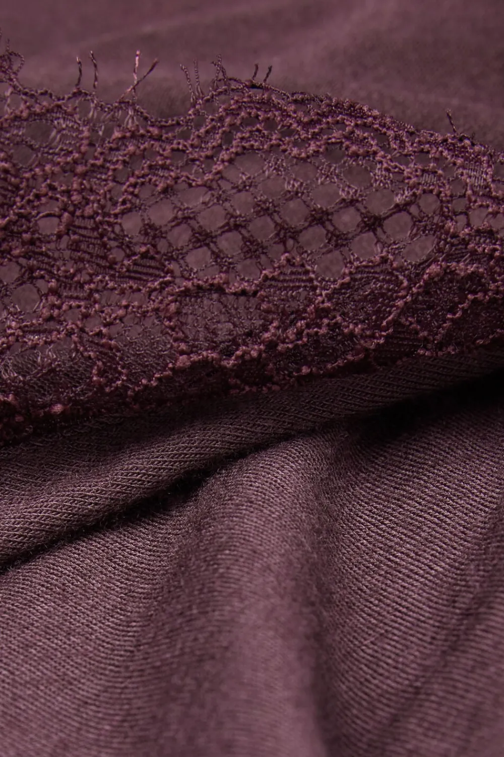 Bluzki Z Długim Rękawem|Ultralight Z Kaszmirem>Intimissimi Bluzka z długim rękawem z modalu i kaszmiru z koronką - 028k - dark burgundy