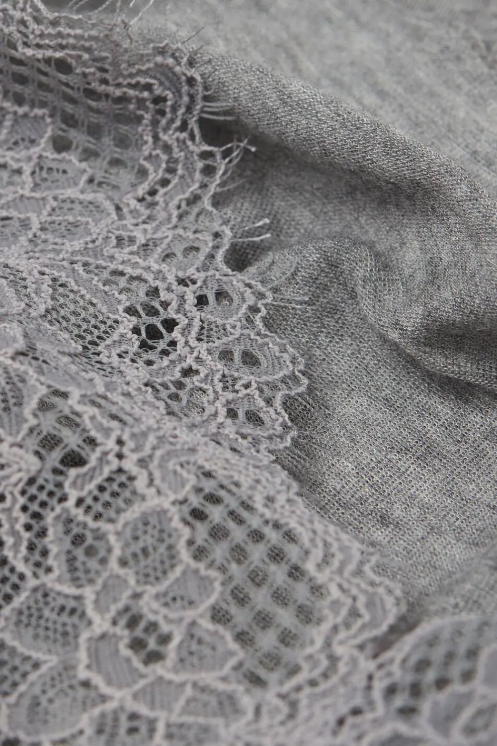 Bluzki Z Długim Rękawem|Ultralight Z Kaszmirem>Intimissimi Bluzka z długim rękawem z modalu i kaszmiru z koronką szary - 456j - medium grey mel