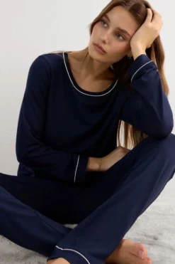 Piżamy Długie|Modal>Intimissimi Bluzka z Długim Rękawem z Modalu niebieski - 1467 - intensywny niebieski