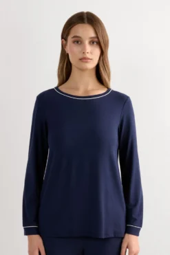 Piżamy Długie|Modal>Intimissimi Bluzka z Długim Rękawem z Modalu niebieski - 1467 - intensywny niebieski