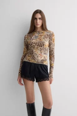 Bluzki Z Długim Rękawem|Ultralight Z Kaszmirem>Intimissimi Bluzka z Długim Rękawem z Modalu Ultralight z Dodatkiem Kaszmiru Simply Iconic - 071k - stampa animalier/fiori