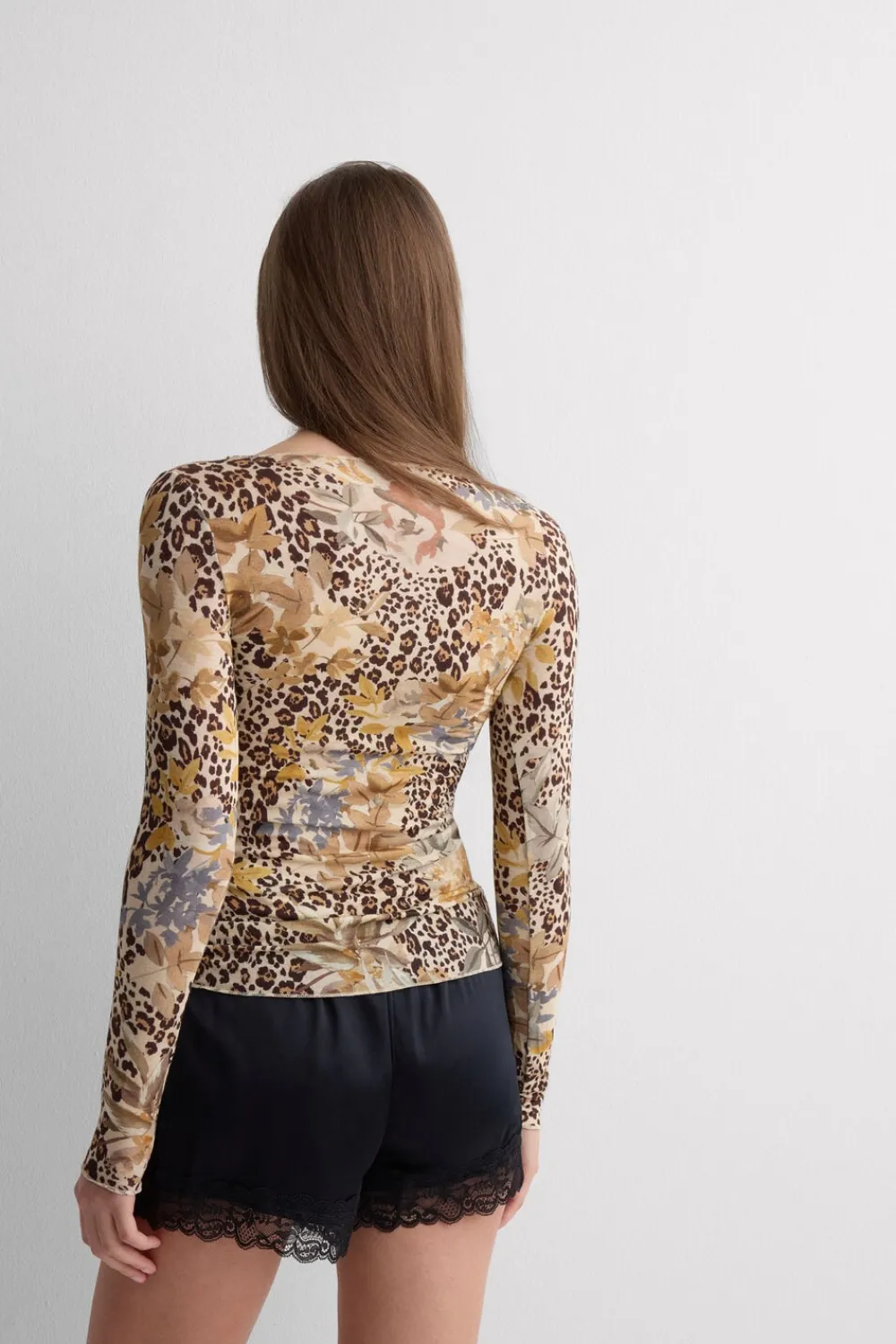 Bluzki Z Długim Rękawem|Ultralight Z Kaszmirem>Intimissimi Bluzka z Długim Rękawem z Modalu Ultralight z Dodatkiem Kaszmiru Simply Iconic - 071k - stampa animalier/fiori