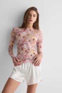 Bluzki Z Długim Rękawem|Ultralight Z Kaszmirem>Intimissimi Bluzka z Długim Rękawem z Modalu Ultralight z Dodatkiem Kaszmiru I Bloom for You - 062k - stampa bloom