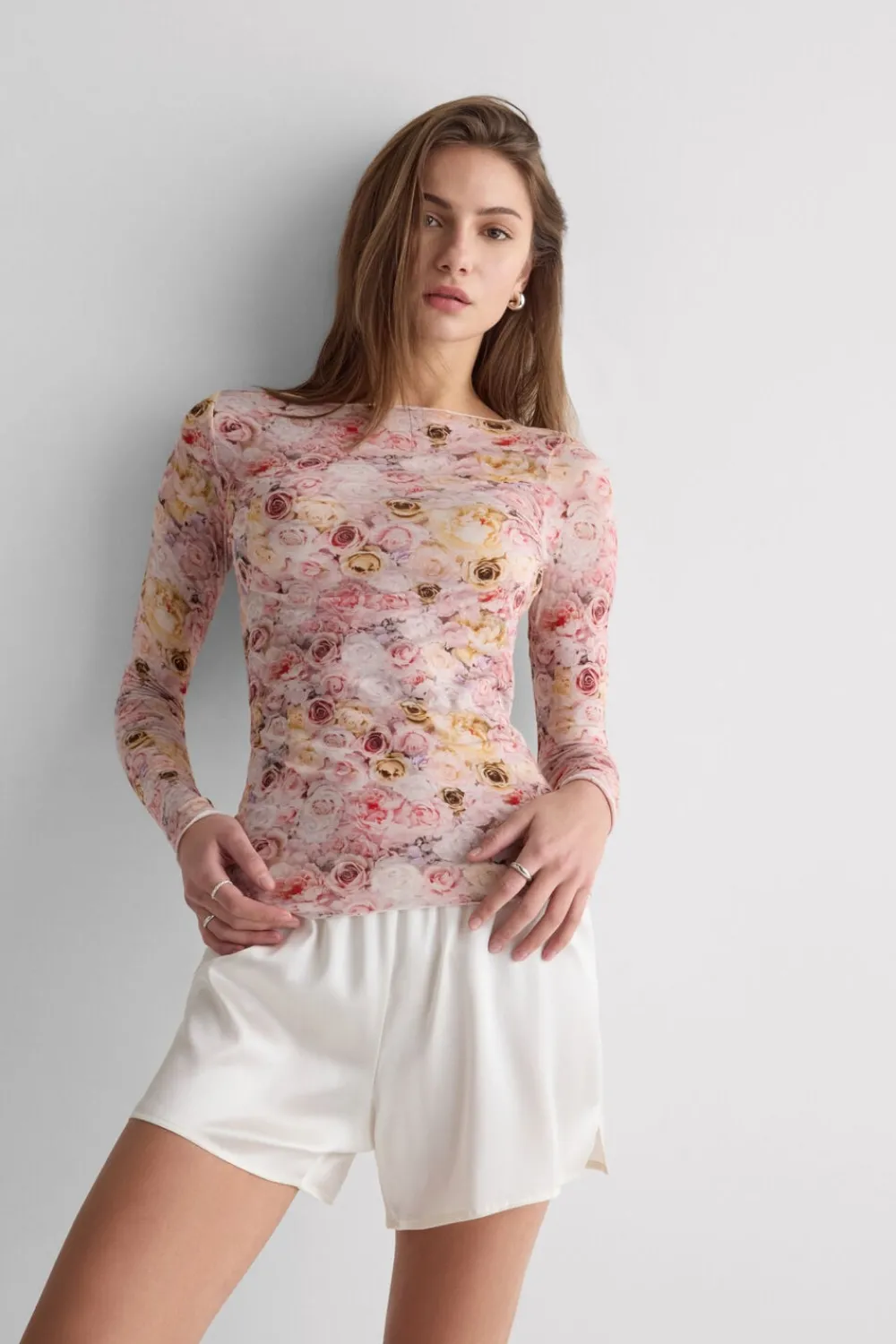 Bluzki Z Długim Rękawem|Ultralight Z Kaszmirem>Intimissimi Bluzka z Długim Rękawem z Modalu Ultralight z Dodatkiem Kaszmiru I Bloom for You - 062k - stampa bloom