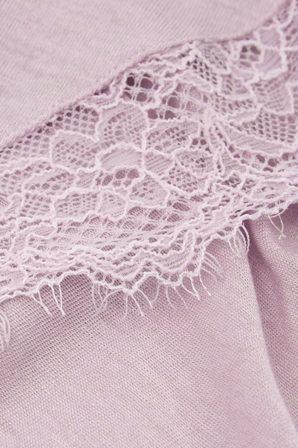 Bluzki Z Długim Rękawem|Ultralight Z Kaszmirem>Intimissimi Bluzka z długim rękawem z modalu i kaszmiru z koronką fioletowy - 056k - quartz lilac