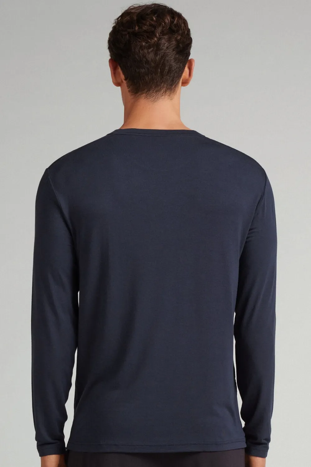 Bluzki Z Długim Rękawem|Soft Silk>Intimissimi Bluzka z Długim Rękawem z Tkaniny Soft Silk niebieski - 800 - blu notte