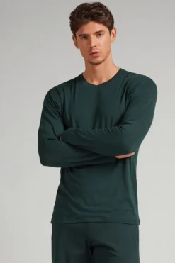 Bluzki Z Długim Rękawem|Soft Silk>Intimissimi Bluzka z Długim Rękawem z Tkaniny Soft Silk zielony - 132j - verde scuro