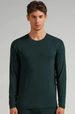Bluzki Z Długim Rękawem|Soft Silk>Intimissimi Bluzka z Długim Rękawem z Tkaniny Soft Silk zielony - 132j - verde scuro