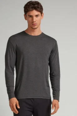 Bluzki Z Długim Rękawem|Soft Silk>Intimissimi Bluzka z Długim Rękawem z Tkaniny Soft Silk szary - 040 - grigio scuro melange