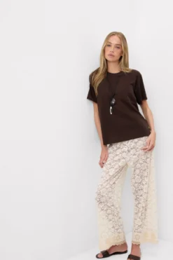 T-shirty|Bawełna>Intimissimi Bluzka z Krótkim Rękawem i Kieszonką z Bawełny Ultrafresh brązowy - 705j - brąz mokka