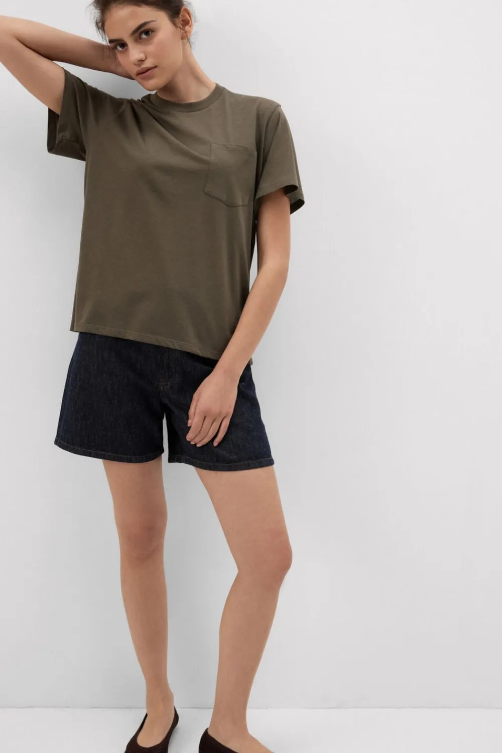 T-shirty|Bawełna>Intimissimi Bluzka z Krótkim Rękawem i Kieszonką z Bawełny Ultrafresh - 660j - safari green