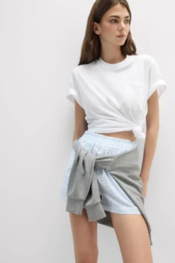 T-shirty|Bawełna>Intimissimi Bluzka z Krótkim Rękawem i Kieszonką z Bawełny Ultrafresh biały - 001 - biały