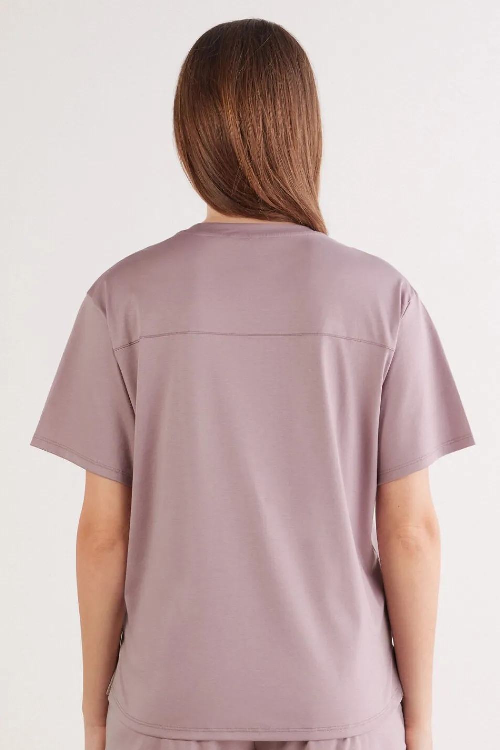 Piżamy Krótkie>Intimissimi Bluzka z Krótkim Rękawem z Bawełny Elevated Cotton fioletowy - 947j - shadow mauve
