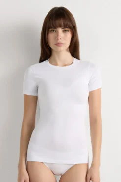 T-shirty>Intimissimi Bluzka z krótkim rękawem z bawełny Superior biały - 001 - biały