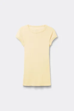 T-shirty|Bawełna>Intimissimi Bluzka z Krótkim Rękawem z Bawełny Superior w Prążki żółty - 112k - flan yellow