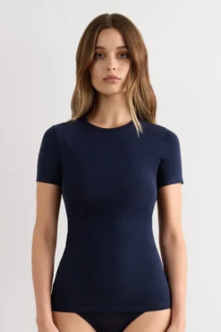 T-shirty>Intimissimi Bluzka z krótkim rękawem z bawełny Superior niebieski - 1467 - intensywny niebieski