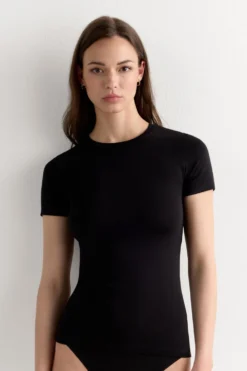 T-shirty>Intimissimi Bluzka z krótkim rękawem z bawełny Superior czarny - 019 - czarny