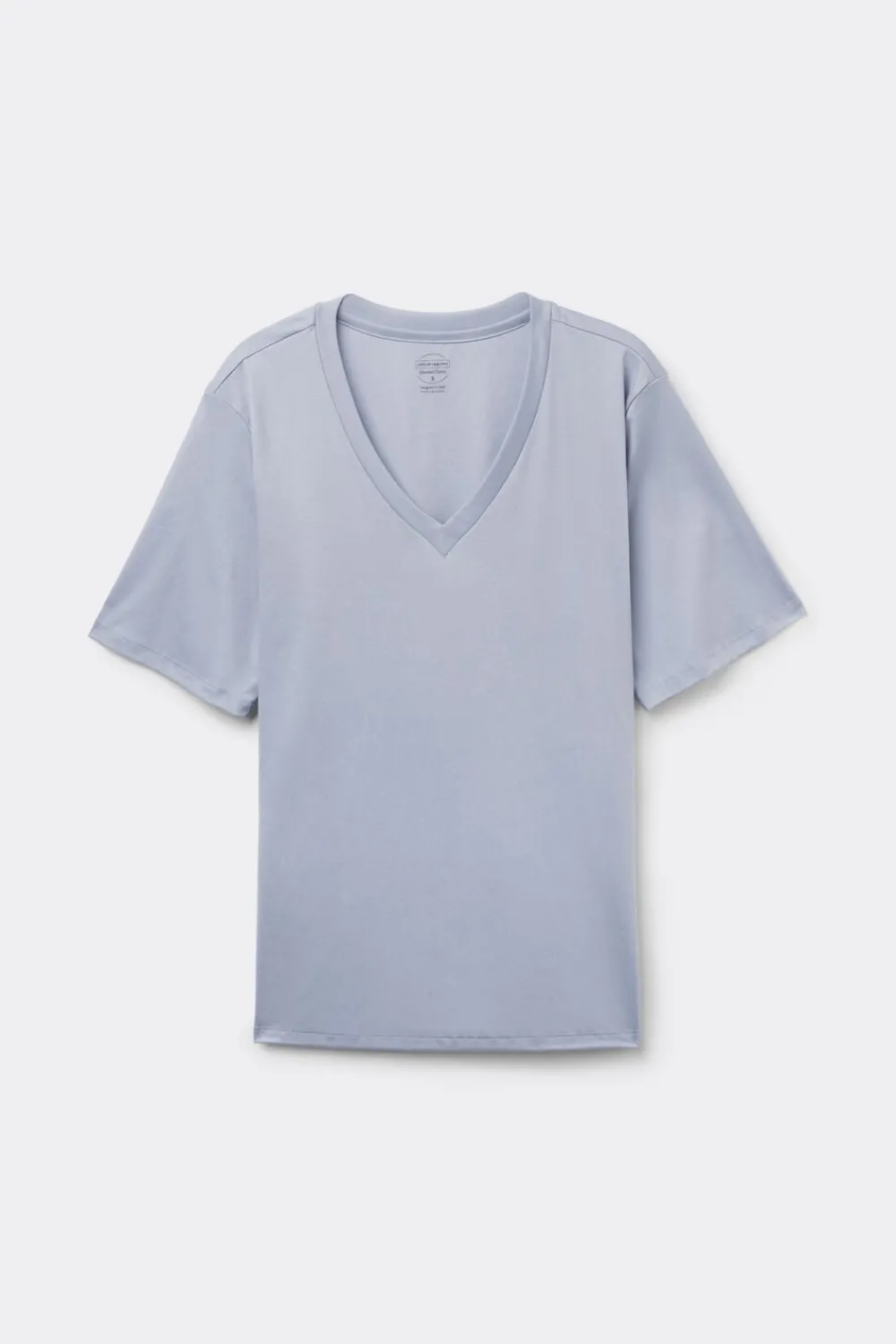 T-shirty|Bawełna>Intimissimi Bluzka z Krótkim Rękawem z Dekoltem w Serek z bawełny Elevated Cotton jasnoniebieski - 064k - breeze blue
