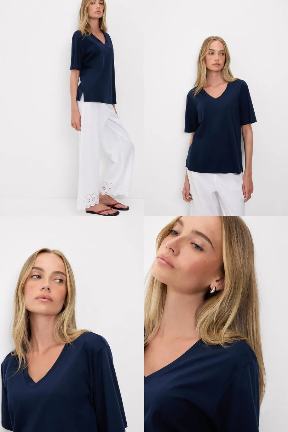 T-shirty|Bawełna>Intimissimi Bluzka z Krótkim Rękawem z Dekoltem w Serek z bawełny Elevated Cotton niebieski - 1467 - intensywny niebieski