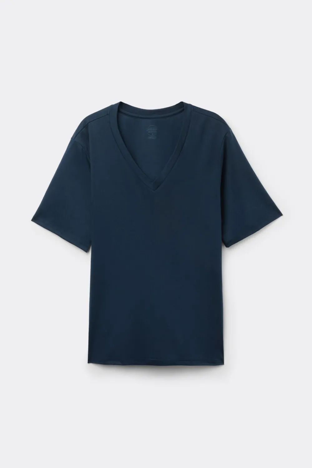 T-shirty|Bawełna>Intimissimi Bluzka z Krótkim Rękawem z Dekoltem w Serek z bawełny Elevated Cotton niebieski - 1467 - intensywny niebieski