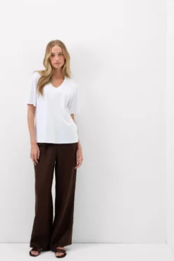T-shirty|Bawełna>Intimissimi Bluzka z Krótkim Rękawem z Dekoltem w Serek z bawełny Elevated Cotton biały - 001 - biały