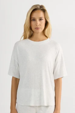 Piżamy Krótkie|Modal>Intimissimi Bluzka z Krótkim Rękawem z Modalu Chic Comfort szary - 860j - grigio perla melange