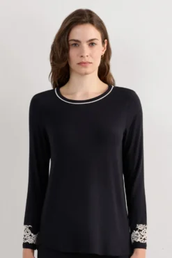 Piżamy Długie|Modal>Intimissimi Bluzka z Modalu Pretty Flowers wielobarwny - 9887 - nero/ivory
