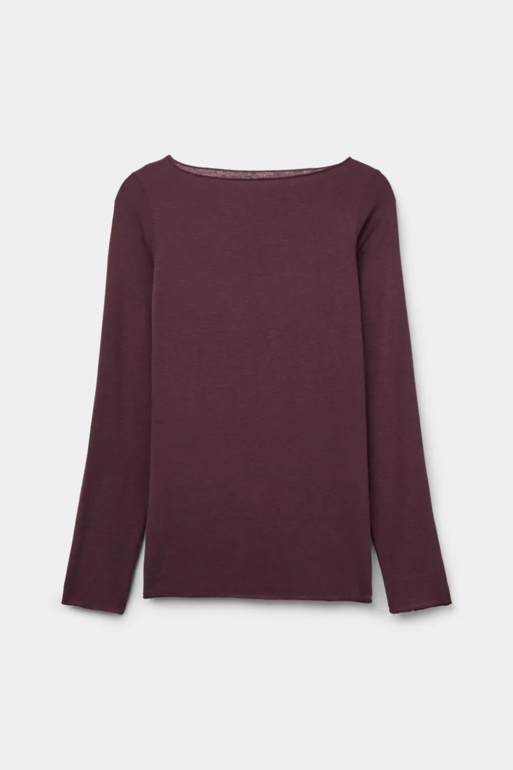 Bluzki Z Długim Rękawem|Ultralight Z Kaszmirem>Intimissimi Bluzka z Modalu z Dekoltem w Łódkę - 028k - dark burgundy