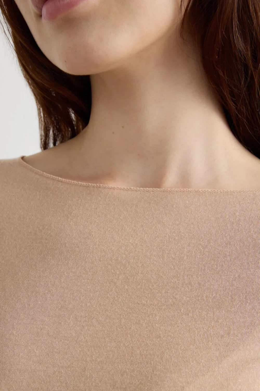 Bluzki Z Długim Rękawem|Ultralight Z Kaszmirem>Intimissimi Bluzka z Modalu z Dekoltem w Łódkę naturalny - 044 - honey