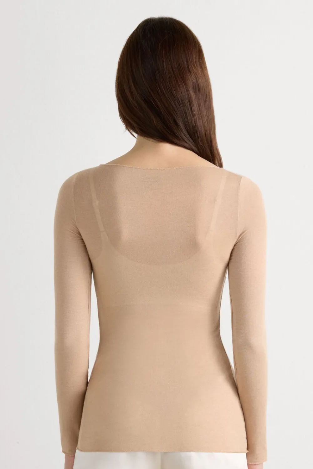 Bluzki Z Długim Rękawem|Ultralight Z Kaszmirem>Intimissimi Bluzka z Modalu z Dekoltem w Łódkę naturalny - 044 - honey