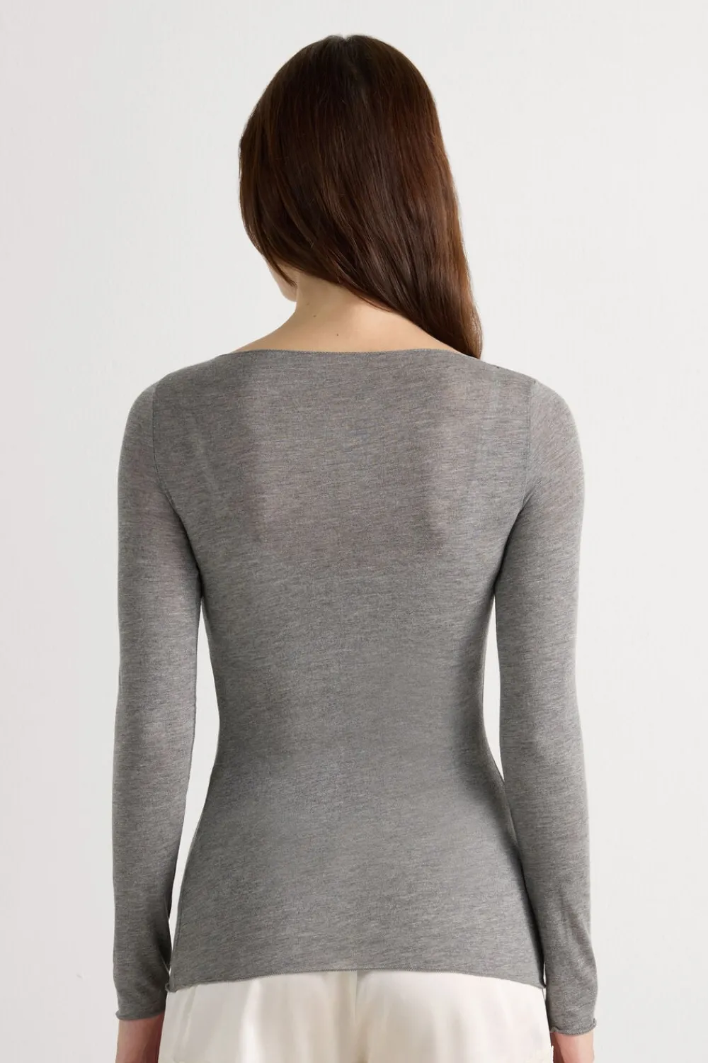 Bluzki Z Długim Rękawem|Ultralight Z Kaszmirem>Intimissimi Bluzka z Modalu z Dekoltem w Łódkę szary - 456j - medium grey mel