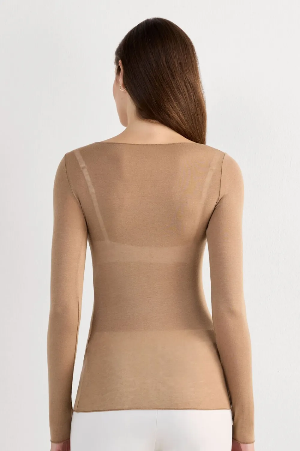 Bluzki Z Długim Rękawem|Ultralight Z Kaszmirem>Intimissimi Bluzka z Modalu z Dekoltem w Łódkę brązowy - 233i - toffee