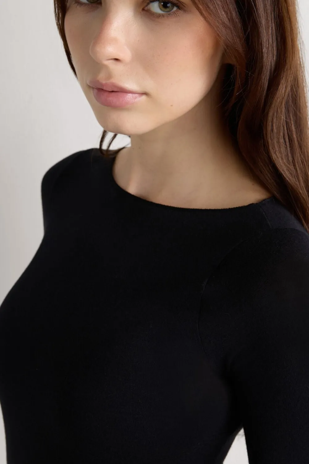 Bluzki Z Długim Rękawem|Ultralight Z Kaszmirem>Intimissimi Bluzka z Modalu z Dekoltem w Łódkę czarny - 019 - czarny