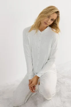 Piżamy Długie|Modal>Intimissimi Bluzka z Modalu z Długim Rękawem Rozpinana z Przodu Chic Comfort szary - 860j - grigio perla melange