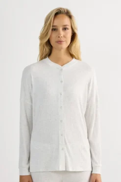 Piżamy Długie|Modal>Intimissimi Bluzka z Modalu z Długim Rękawem Rozpinana z Przodu Chic Comfort szary - 860j - grigio perla melange