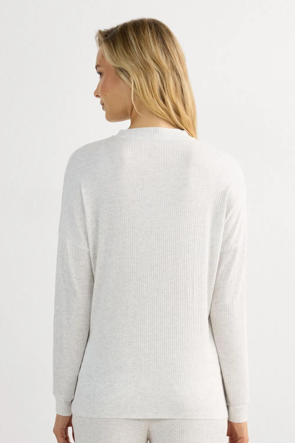 Piżamy Długie|Modal>Intimissimi Bluzka z Modalu z Długim Rękawem Rozpinana z Przodu Chic Comfort szary - 860j - grigio perla melange