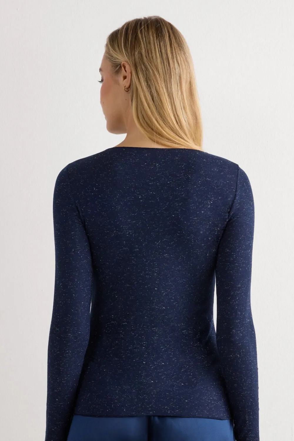 Bluzki Z Długim Rękawem|Ultralight Z Kaszmirem>Intimissimi Bluzka z Okrągłym Dekoltem z Lekkiego Modalu z Dodatkiem Kaszmiru Lamé niebieski - 451j - blu intenso lame'