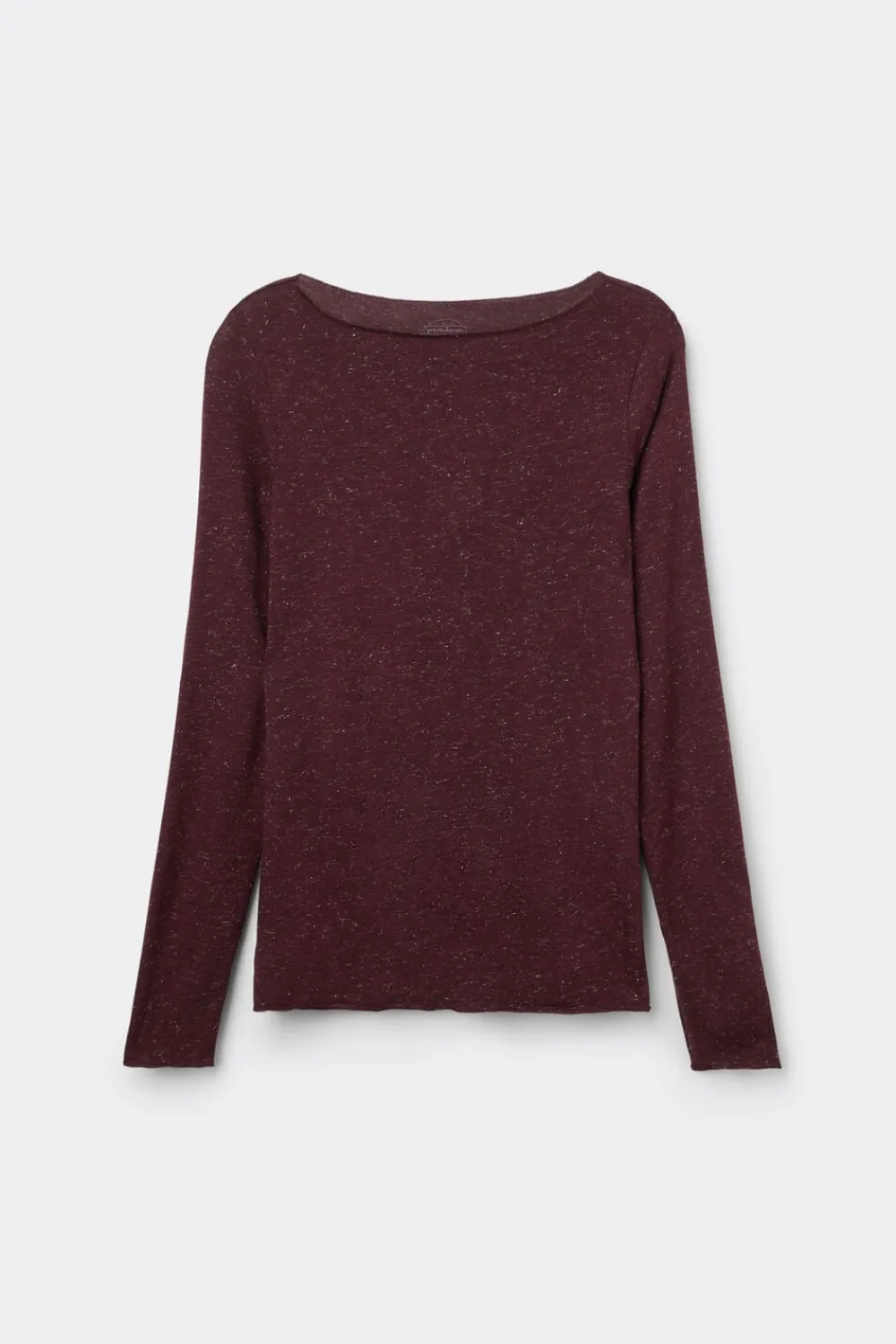 Bluzki Z Długim Rękawem|Ultralight Z Kaszmirem>Intimissimi Bluzka z Okrągłym Dekoltem z Lekkiego Modalu z Dodatkiem Kaszmiru Lamé burgundia - 032k - dark burgundy lame'