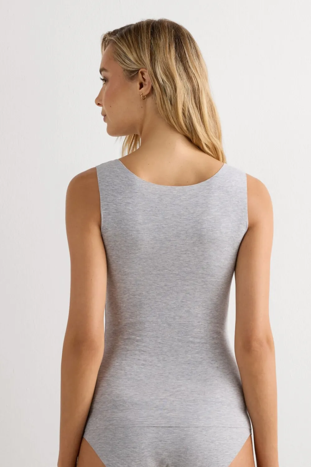Topy>Intimissimi Bluzka z Okrągłym Dekoltem z Surowo Wykończonej Bawełny szary - 031 - grigio melange chiaro