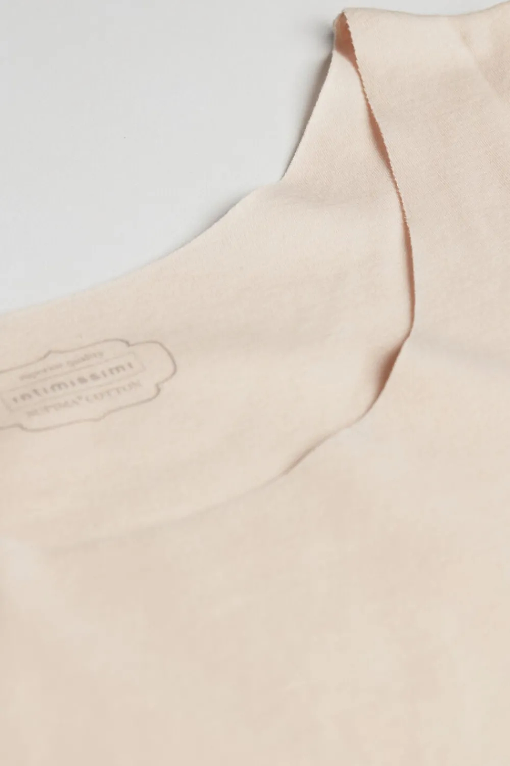 Topy>Intimissimi Bluzka z Okrągłym Dekoltem z Surowo Wykończonej Bawełny naturalny - 2280 - cream