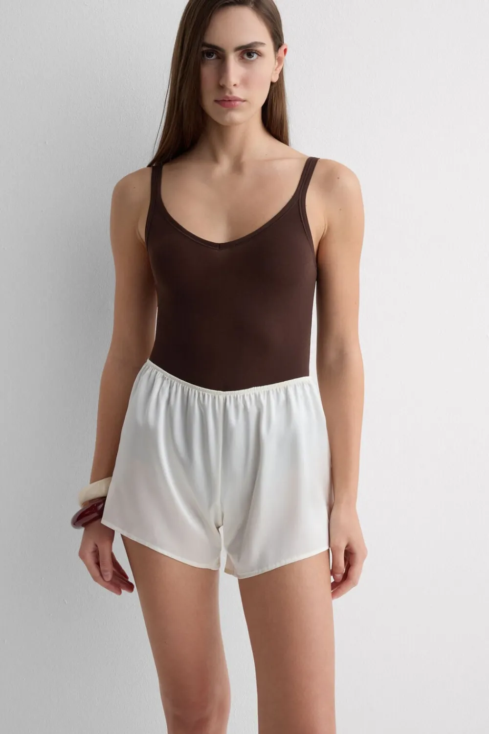 Body|Bawełna Ultralight>Intimissimi Body bez Rękawów z Bawełny Ultralight Cotton brązowy - 705j - brąz mokka