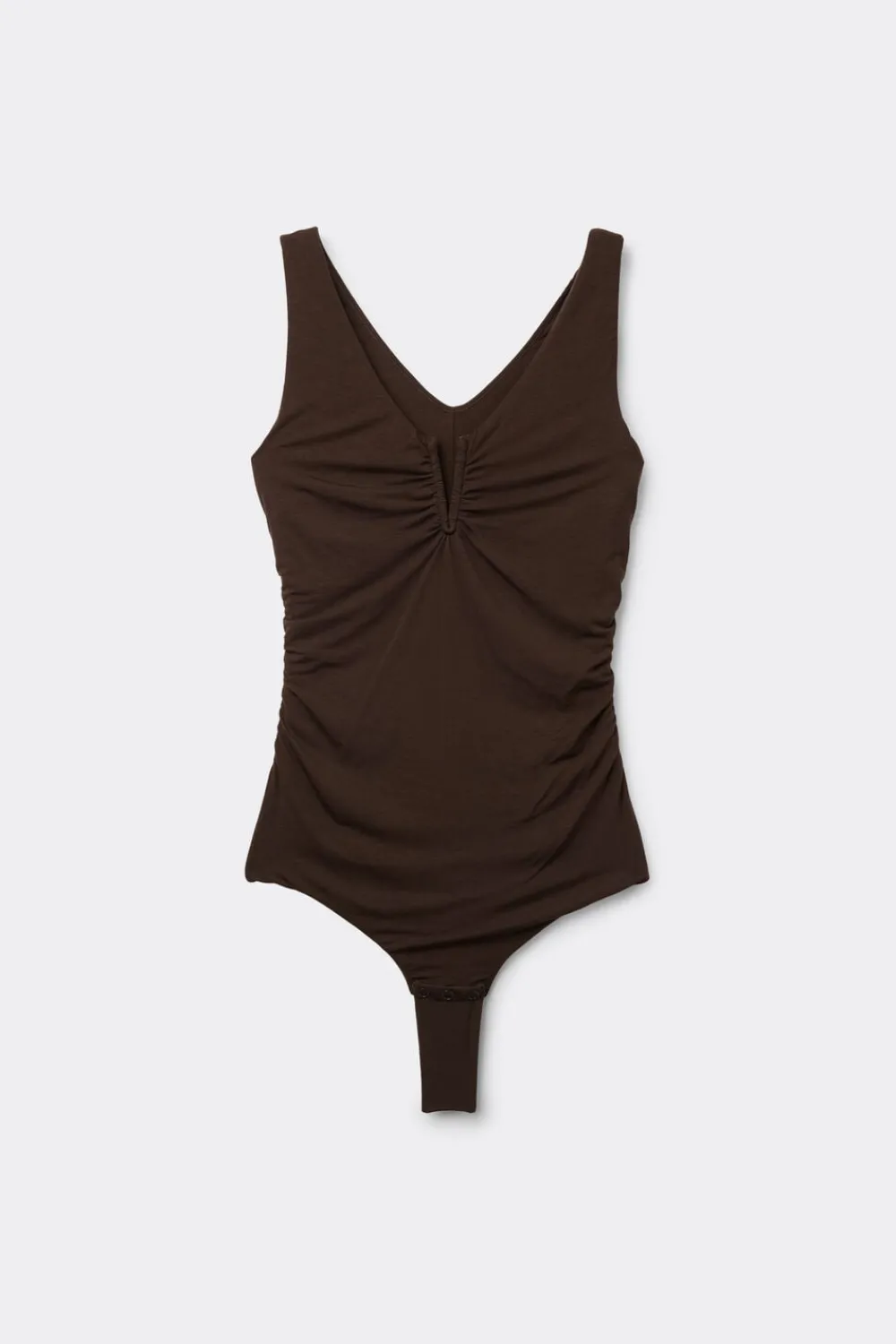 Body|Fresh Bamboo>Intimissimi Body na Szerokich Ramiączkach z Marszczeniami z Tkaniny Fresh Bamboo brązowy - 705j - brąz mokka