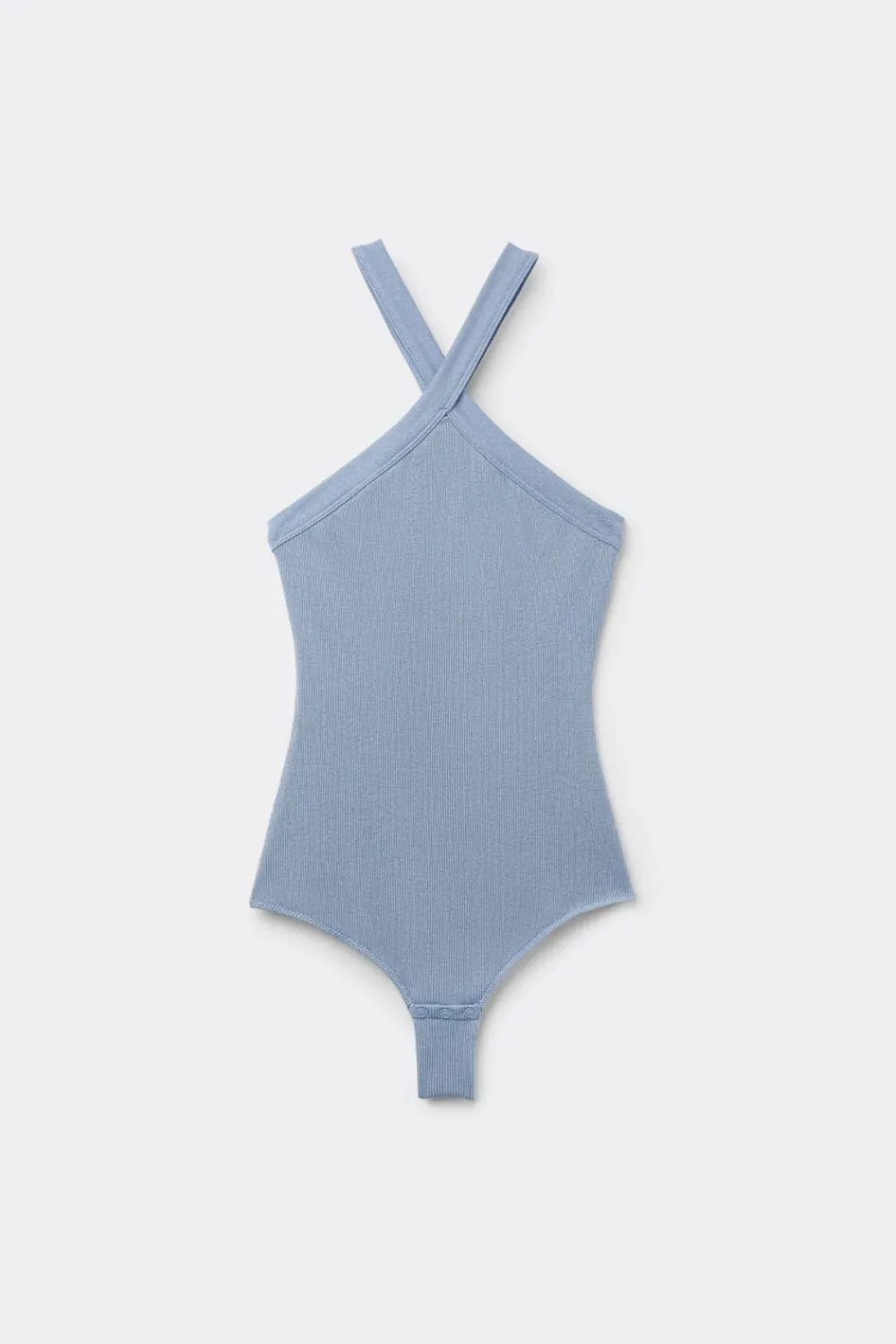 Body|Bawełna>Intimissimi Body z Krzyżującym się Dekoltem, z Prążkowanej Tkaniny Lama jasnoniebieski - 098k - breeze blue lame'