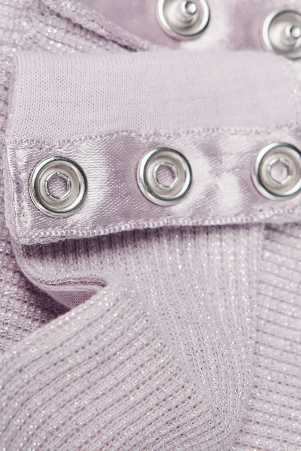 Body|Bawełna>Intimissimi Body z Krzyżującym się Dekoltem, z Prążkowanej Tkaniny Lama fioletowy - 097k - quartz lilac lame'