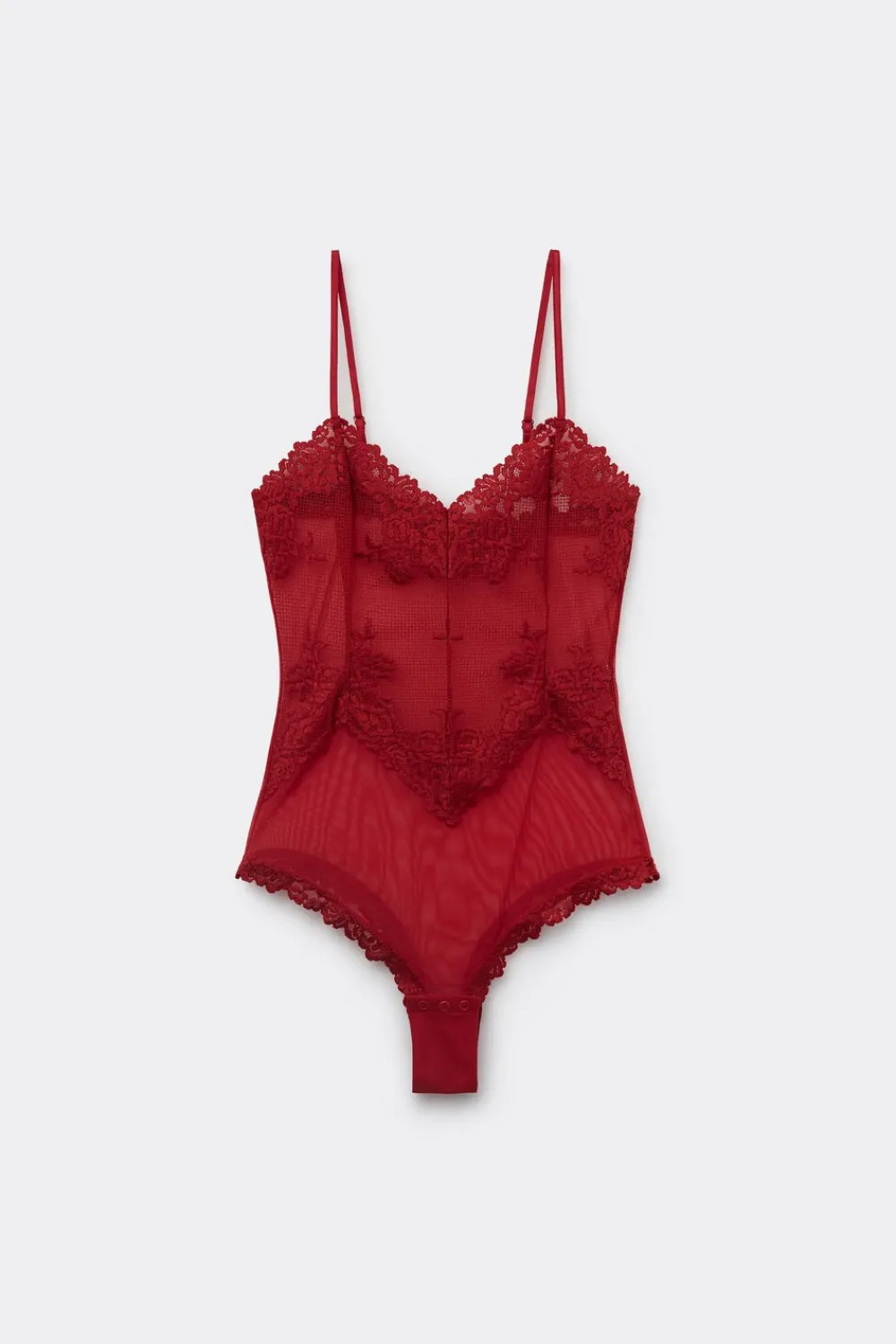 Body|Koronka>Intimissimi Body z Tiulu i Koronki Pretty Flowers czerwony - 9888 - ceralacca