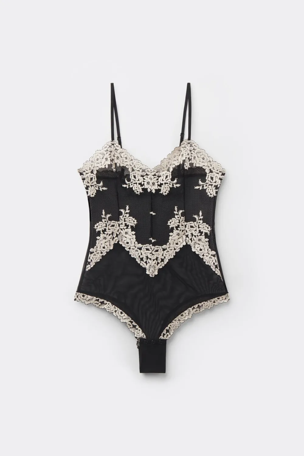 Body|Koronka>Intimissimi Body z Tiulu i Koronki Pretty Flowers wielobarwny - 9887 - nero/ivory